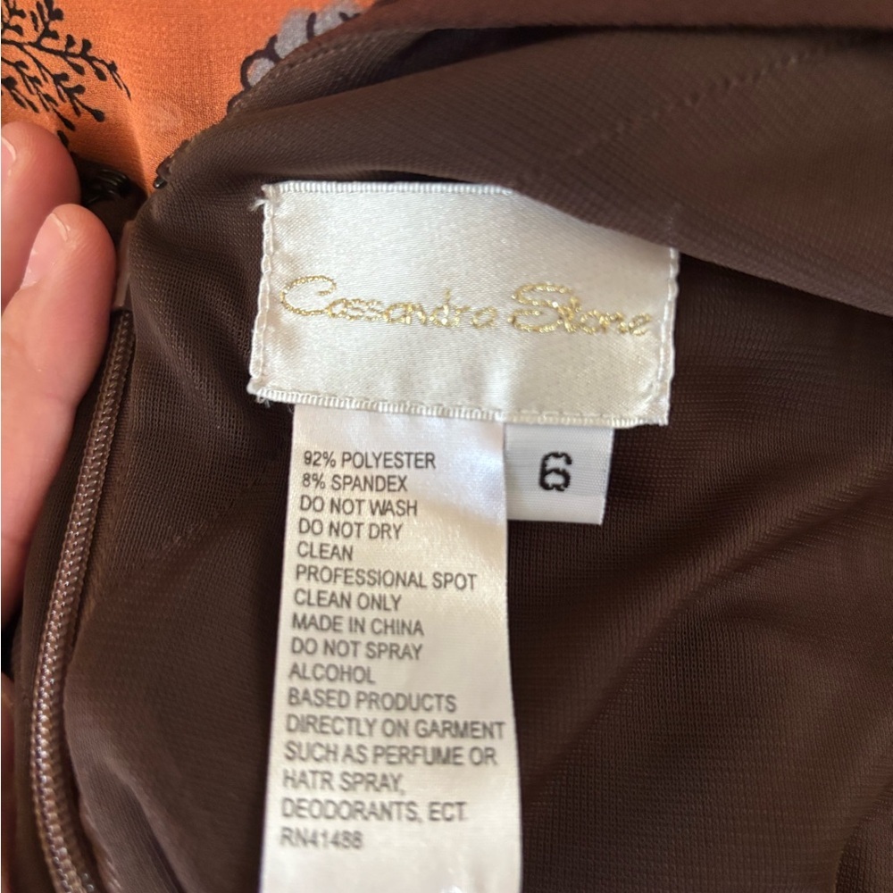 Cassandra Stone for Mac Duggal Chocolate Brown Deep V Bubble Hem Dress - Picture 5 of 5